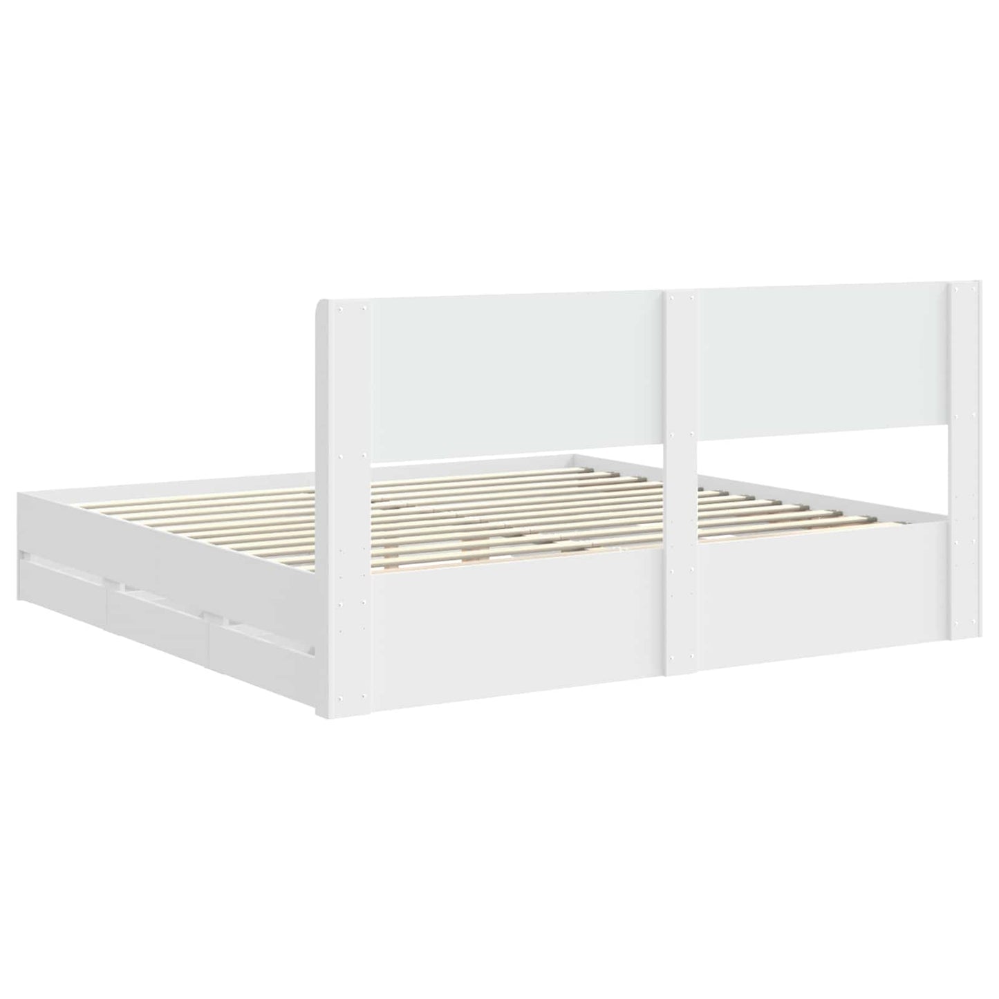 vidaXL Bed Frame with Storage and Headboard White 200 x 200 cm