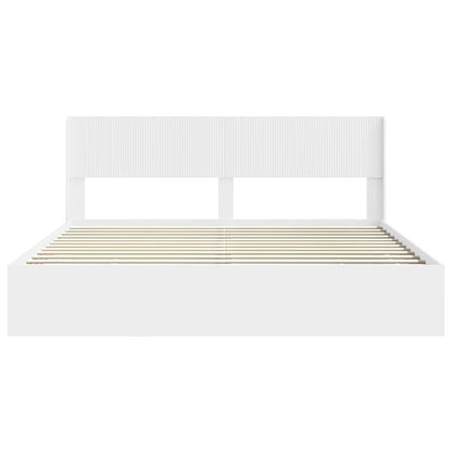 vidaXL Bed Frame with Storage and Headboard White 200 x 200 cm