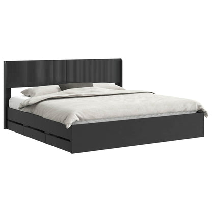 vidaXL Bed Frame with Storage and Headboard Black 200 x 200 cm