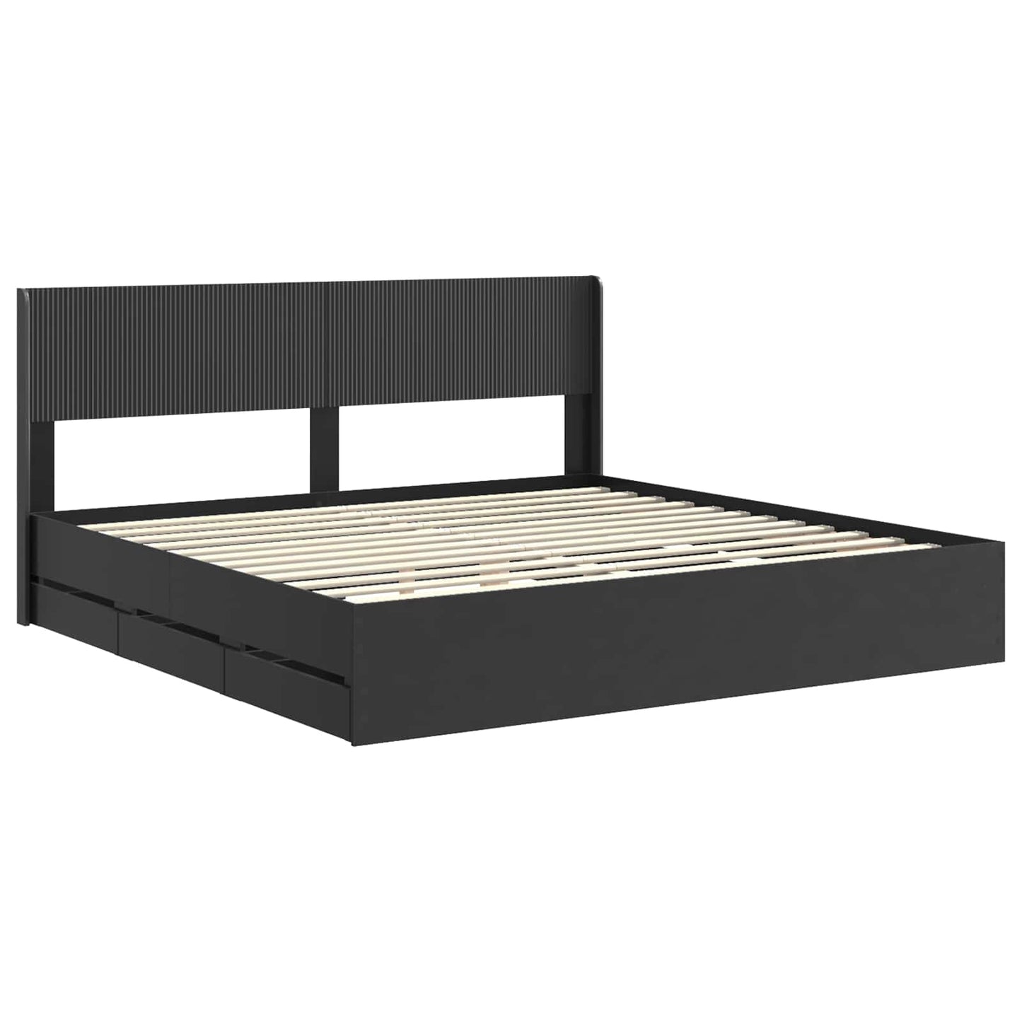 vidaXL Bed Frame with Storage and Headboard Black 200 x 200 cm