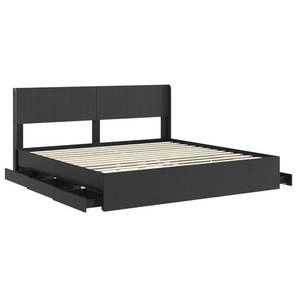 vidaXL Bed Frame with Storage and Headboard Black 200 x 200 cm