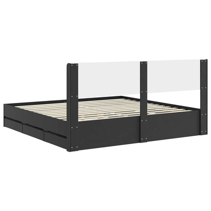 vidaXL Bed Frame with Storage and Headboard Black 200 x 200 cm