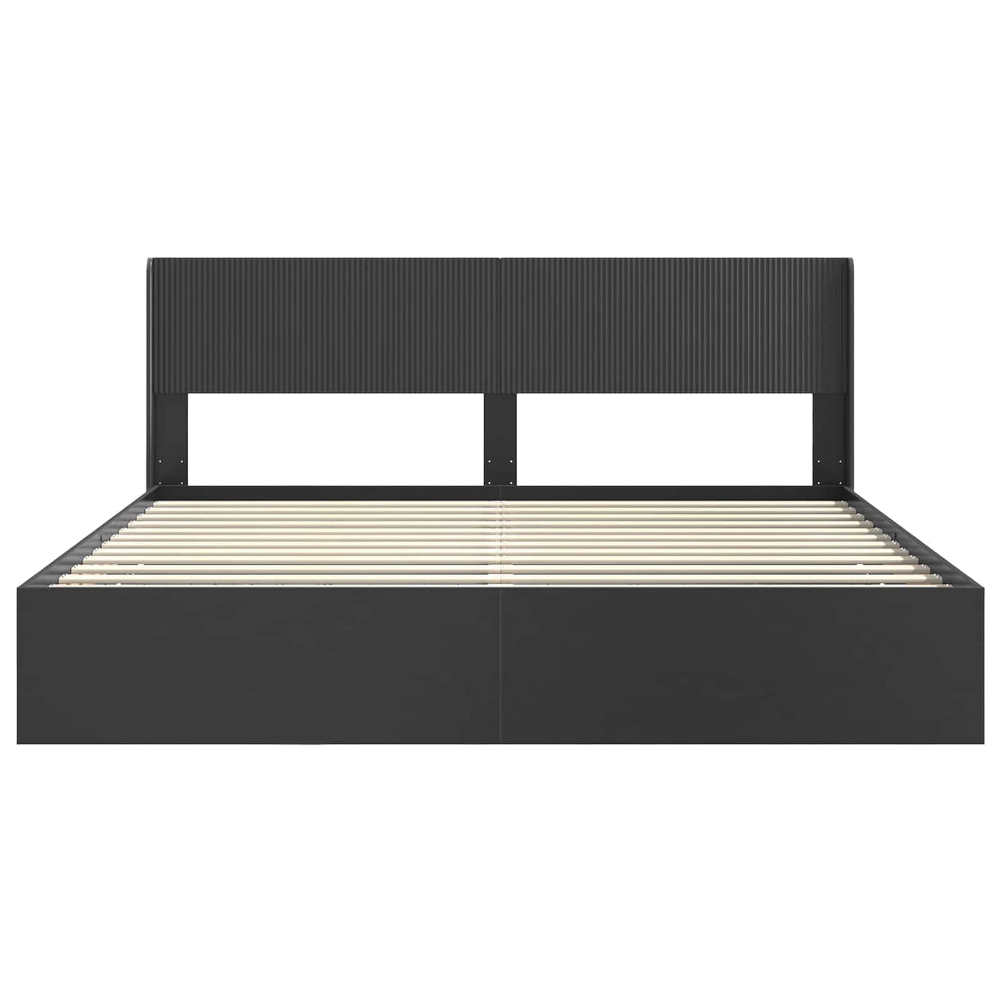 vidaXL Bed Frame with Storage and Headboard Black 200 x 200 cm
