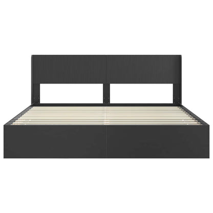 vidaXL Bed Frame with Storage and Headboard Black 200 x 200 cm