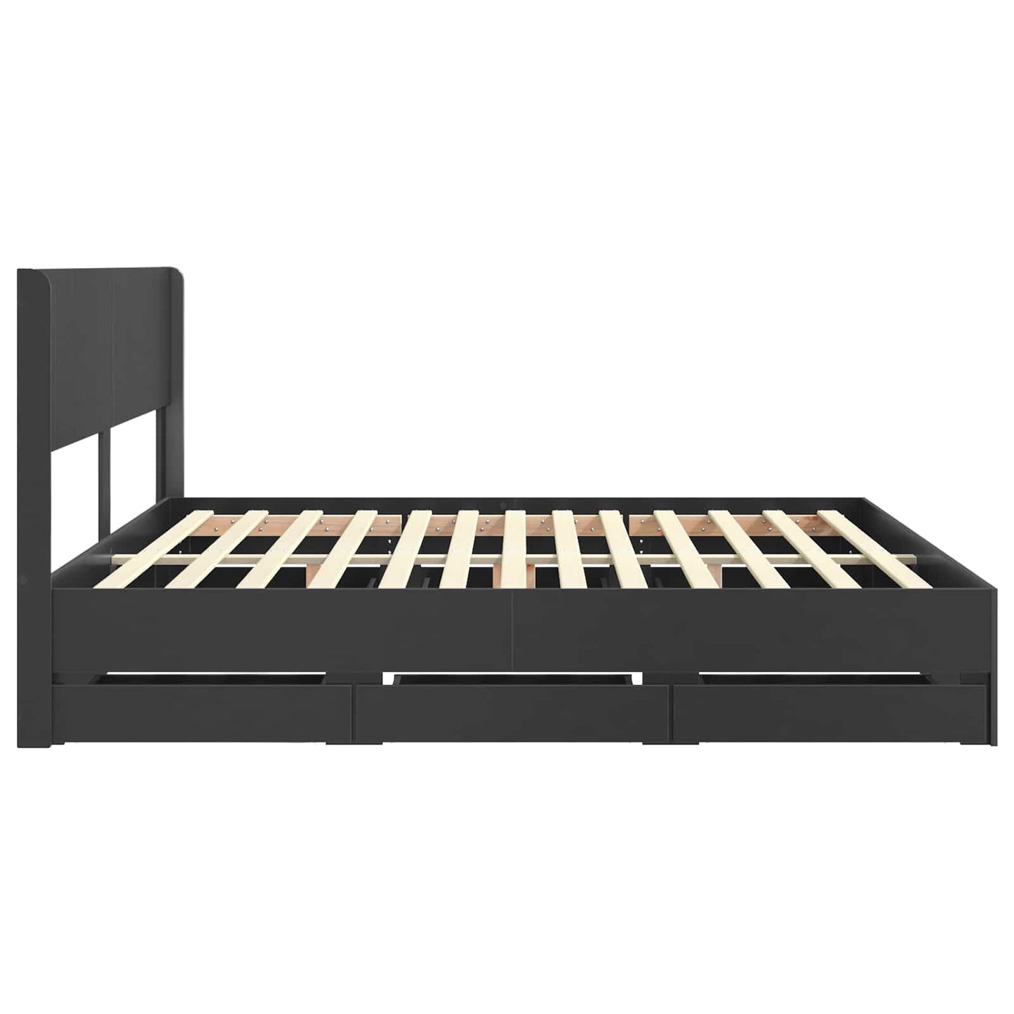 vidaXL Bed Frame with Storage and Headboard Black 200 x 200 cm