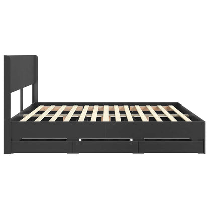 vidaXL Bed Frame with Storage and Headboard Black 200 x 200 cm