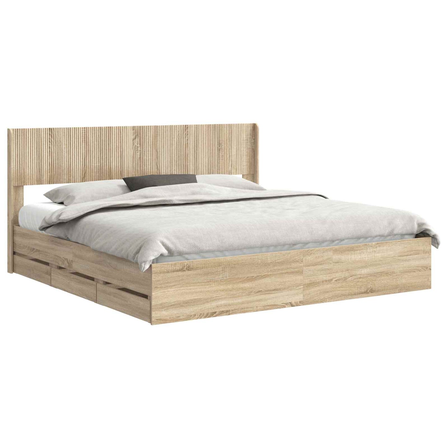 vidaXL Bed Frame with Storage and Headboard Sonoma Oak 200 x 200 cm