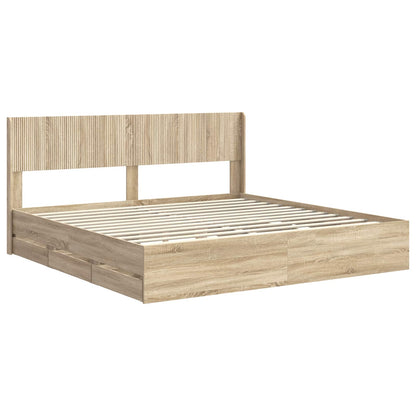 vidaXL Bed Frame with Storage and Headboard Sonoma Oak 200 x 200 cm