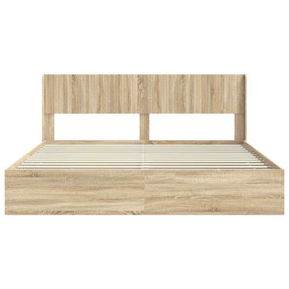 vidaXL Bed Frame with Storage and Headboard Sonoma Oak 200 x 200 cm