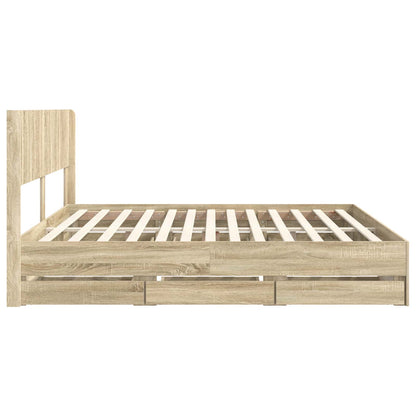 vidaXL Bed Frame with Storage and Headboard Sonoma Oak 200 x 200 cm