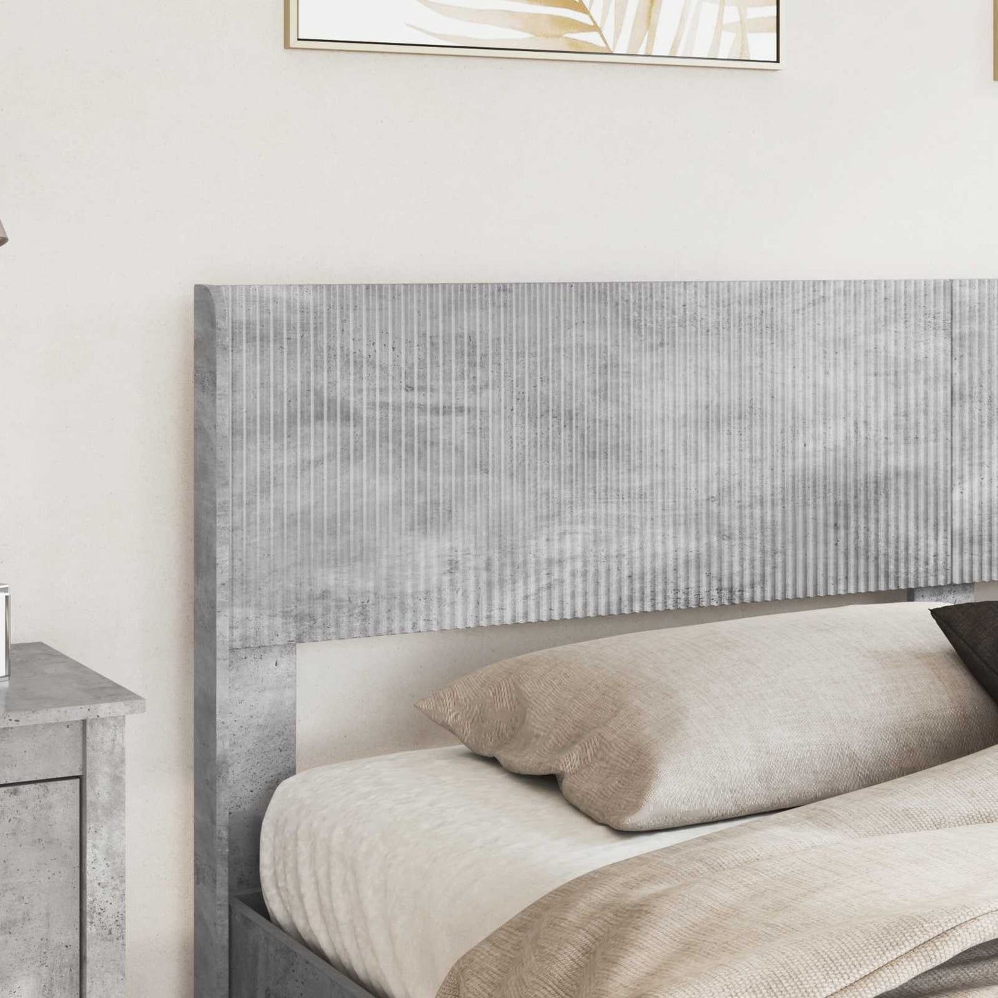 vidaXL Bed Frame with Storage and Headboard Concrete Grey 200 x 200 cm