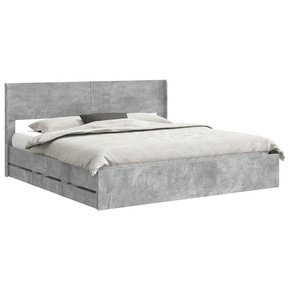vidaXL Bed Frame with Storage and Headboard Concrete Grey 200 x 200 cm