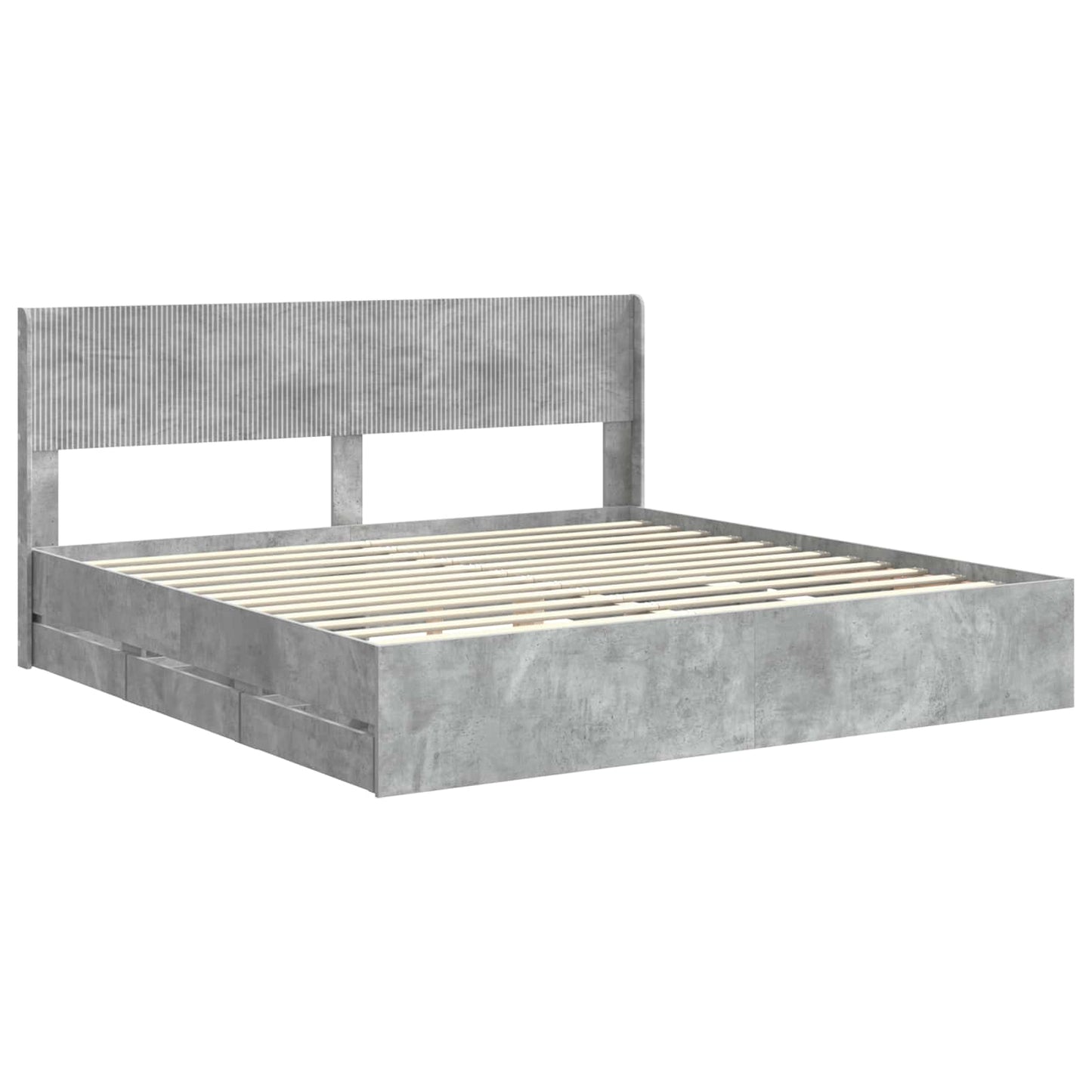 vidaXL Bed Frame with Storage and Headboard Concrete Grey 200 x 200 cm
