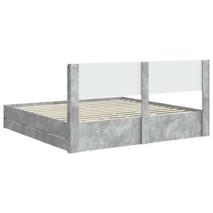 vidaXL Bed Frame with Storage and Headboard Concrete Grey 200 x 200 cm