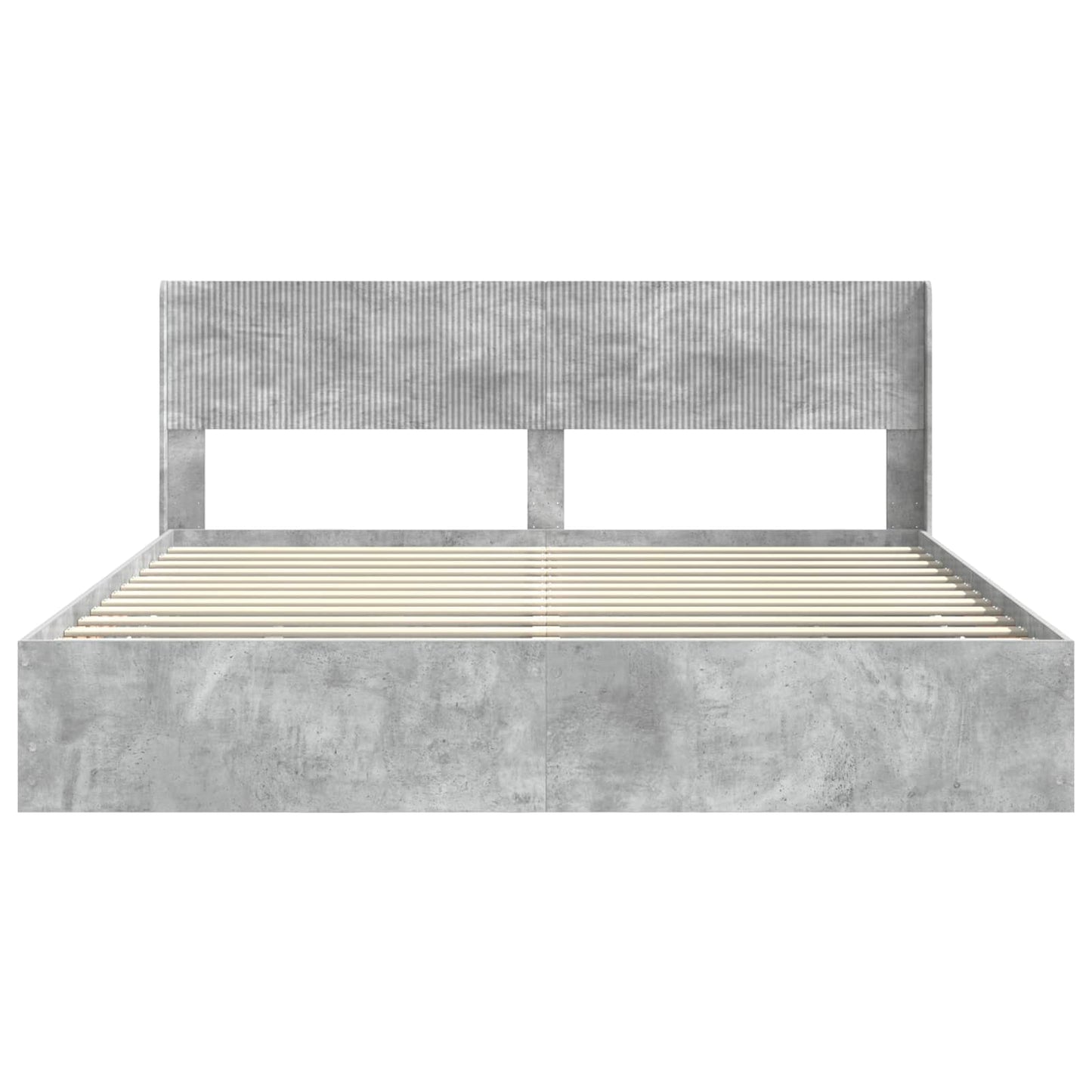 vidaXL Bed Frame with Storage and Headboard Concrete Grey 200 x 200 cm