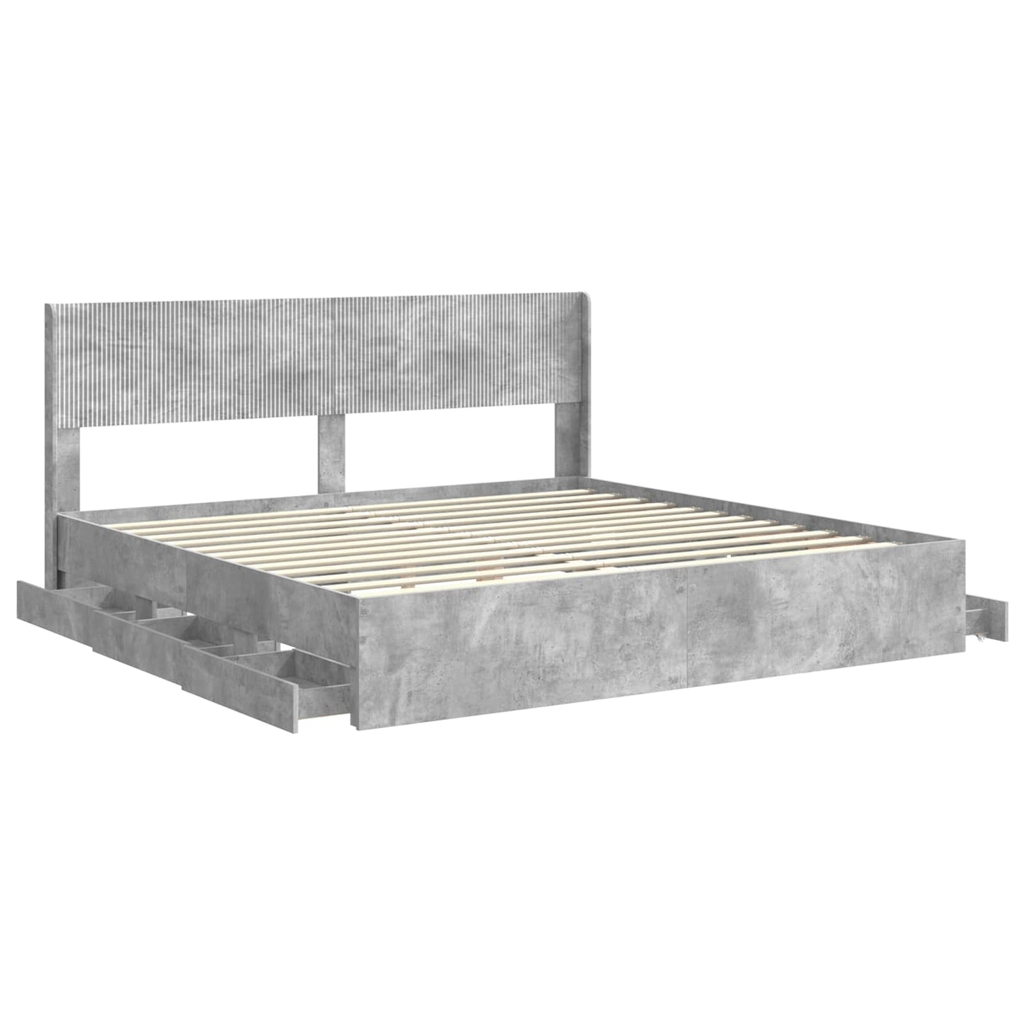 vidaXL Bed Frame with Storage and Headboard Grey Sonoma 200 x 200 cm