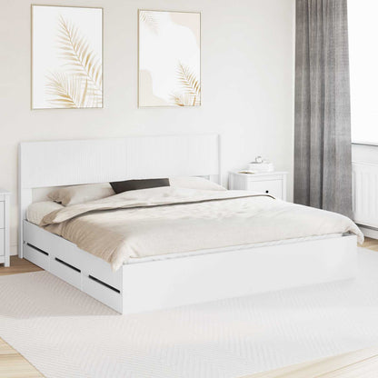vidaXL Bed Frame with Storage and Headboard White 180 x 200 cm