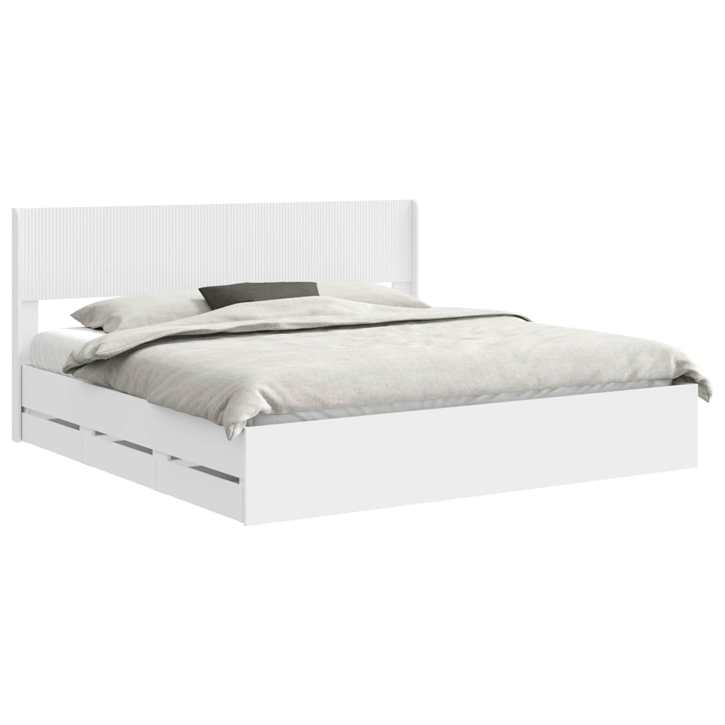 vidaXL Bed Frame with Storage and Headboard White 180 x 200 cm