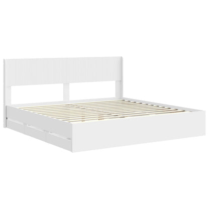 vidaXL Bed Frame with Storage and Headboard White 180 x 200 cm
