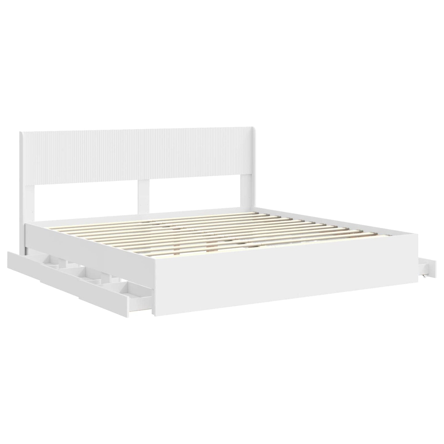 vidaXL Bed Frame with Storage and Headboard White 180 x 200 cm