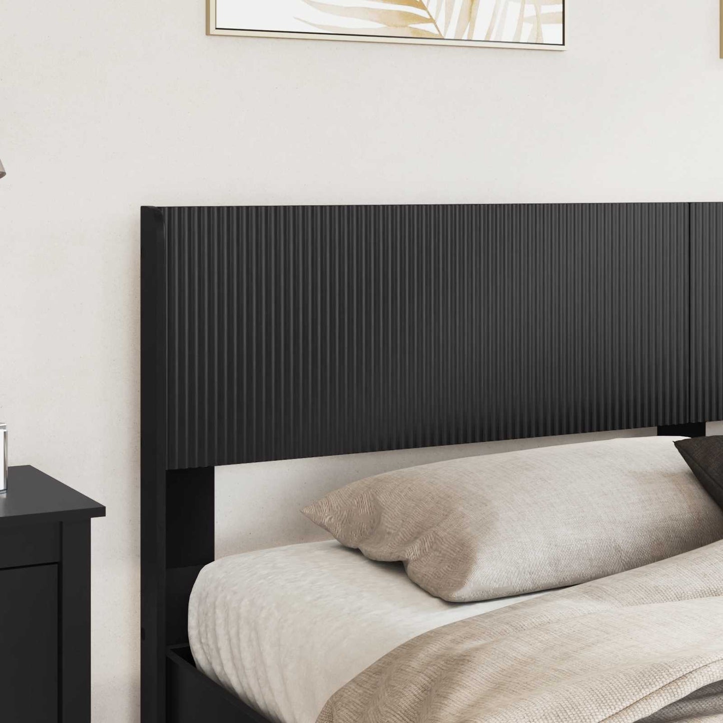 vidaXL Bed Frame with Storage and Headboard Black 180 x 200 cm