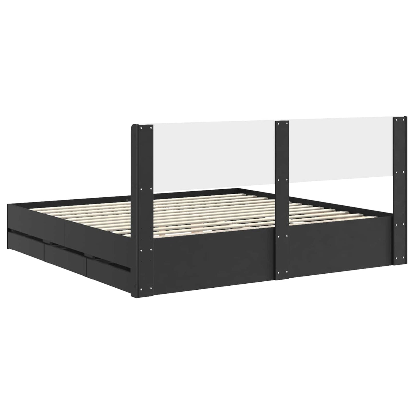 vidaXL Bed Frame with Storage and Headboard Black 180 x 200 cm