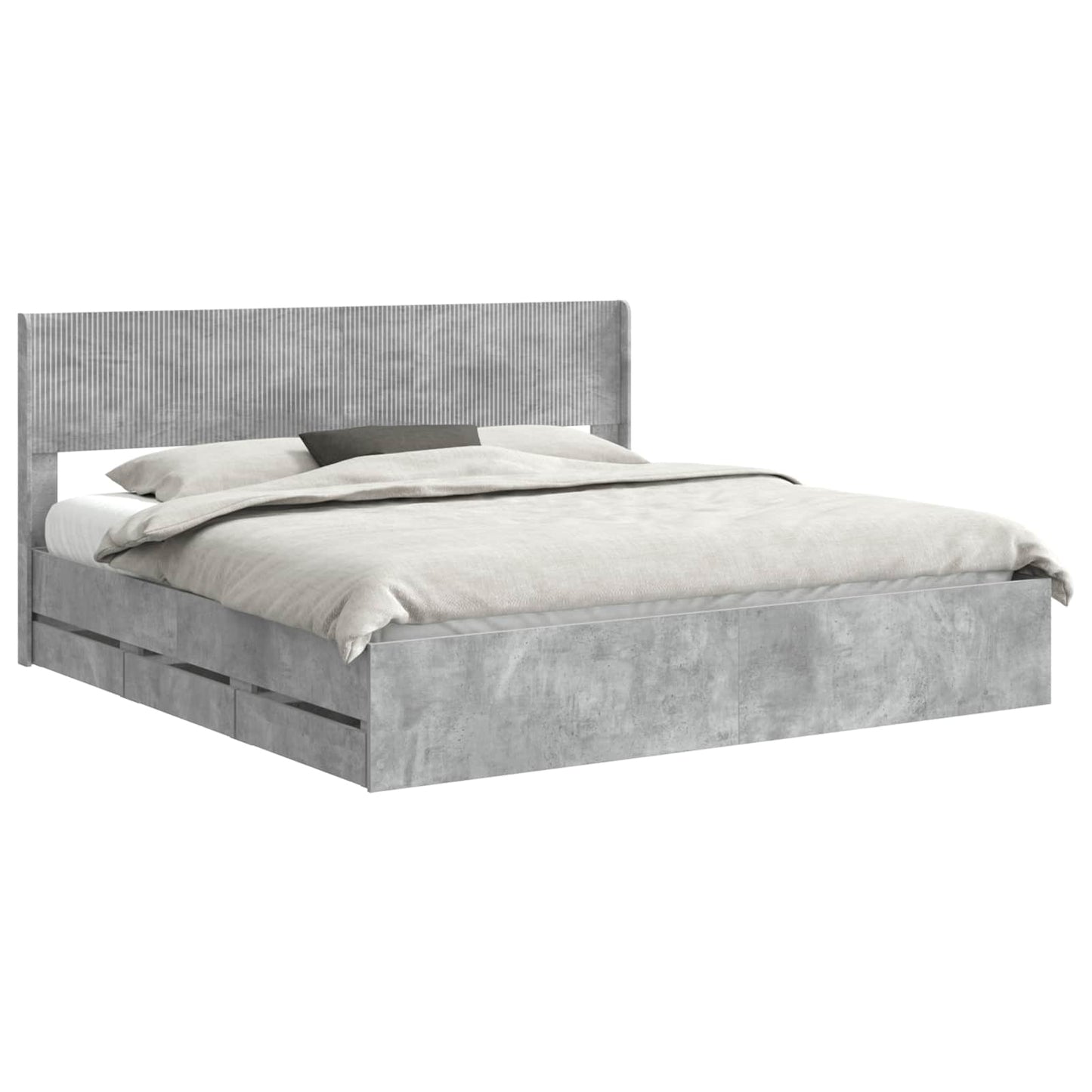vidaXL Bed Frame with Storage and Headboard Concrete Grey 180 x 200 cm