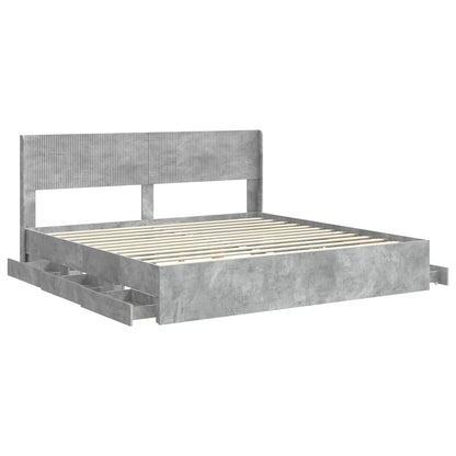 vidaXL Bed Frame with Storage and Headboard Concrete Grey 180 x 200 cm