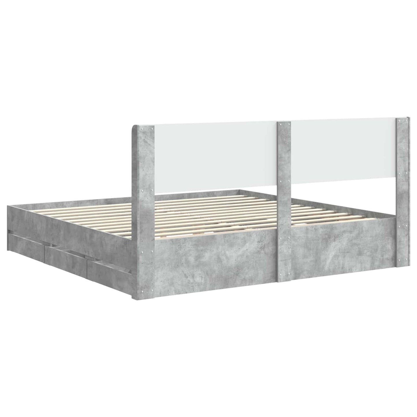 vidaXL Bed Frame with Storage and Headboard Concrete Grey 180 x 200 cm
