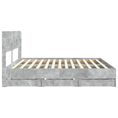 vidaXL Bed Frame with Storage and Headboard Concrete Grey 180 x 200 cm