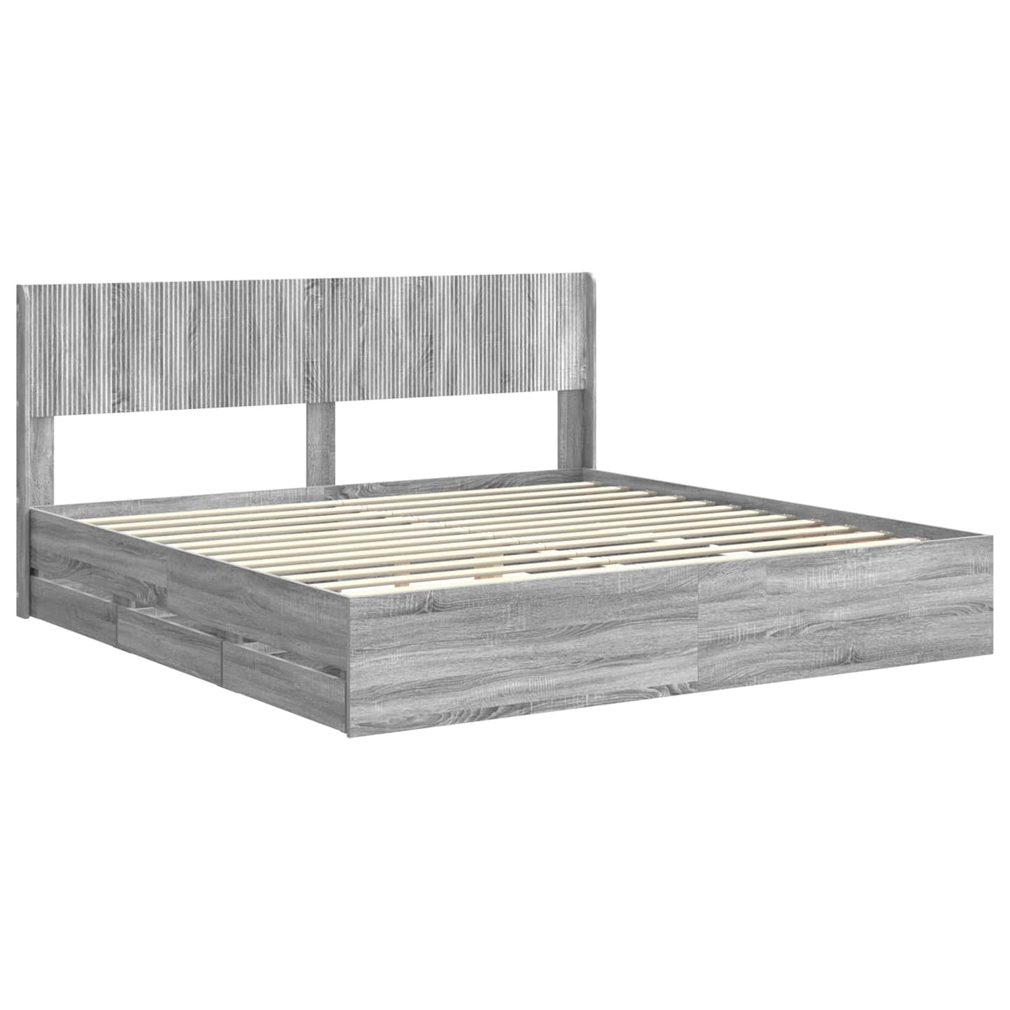 vidaXL Bed Frame with Storage and Headboard Grey Sonoma 180 x 200 cm