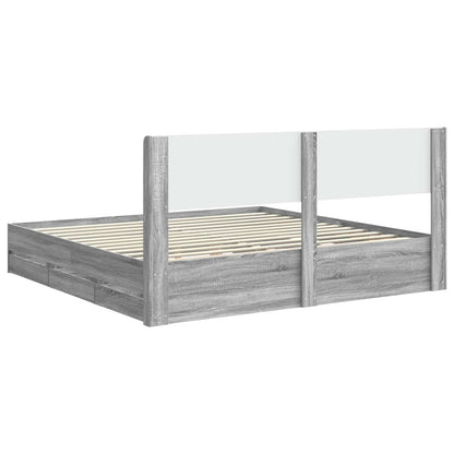 vidaXL Bed Frame with Storage and Headboard Grey Sonoma 180 x 200 cm