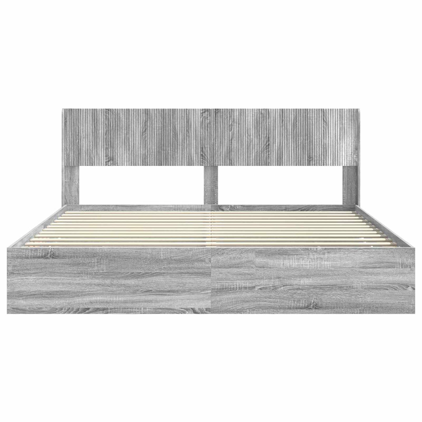 vidaXL Bed Frame with Storage and Headboard Grey Sonoma 180 x 200 cm