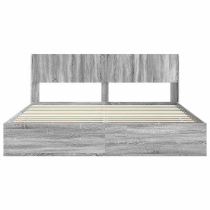 vidaXL Bed Frame with Storage and Headboard Grey Sonoma 180 x 200 cm