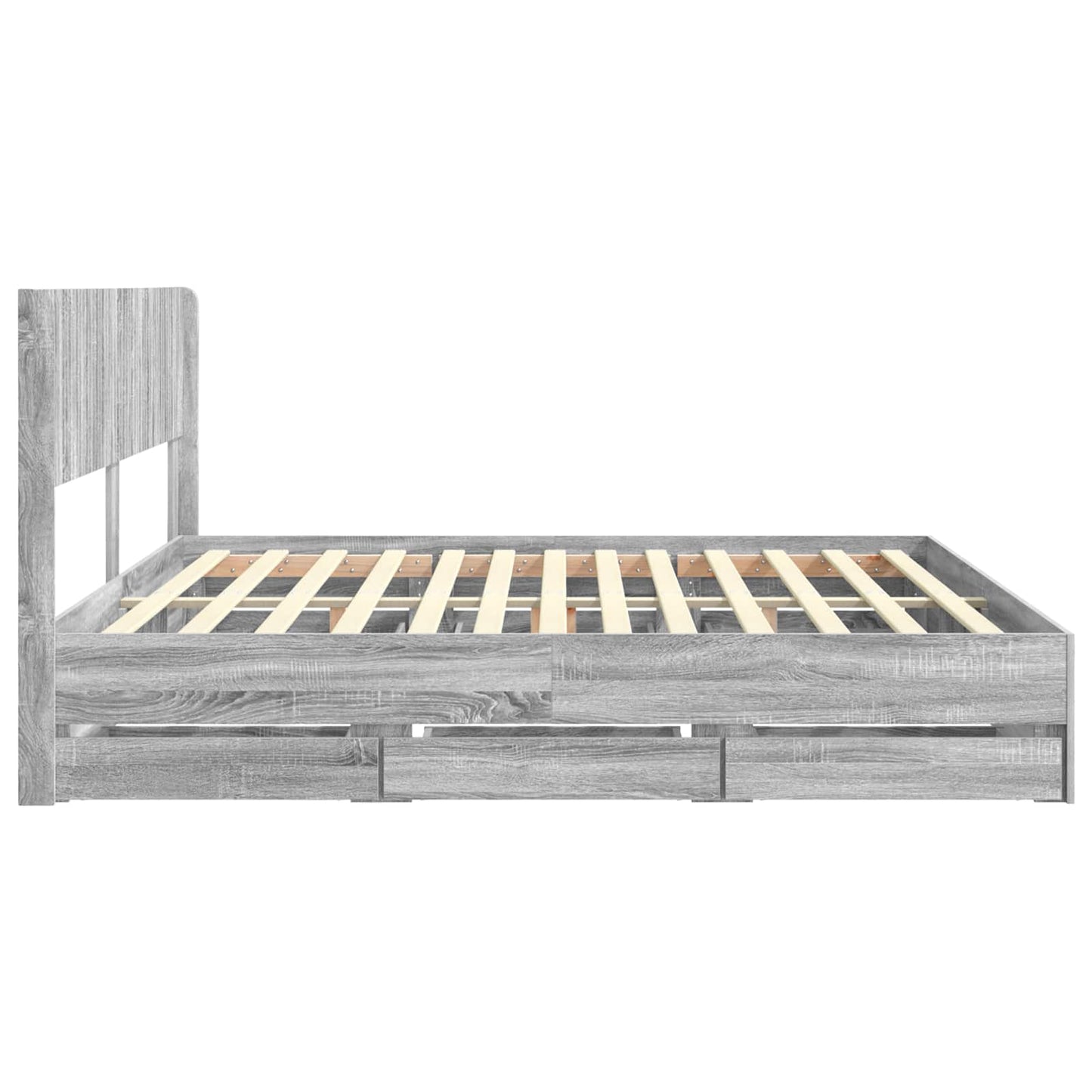 vidaXL Bed Frame with Storage and Headboard Grey Sonoma 180 x 200 cm