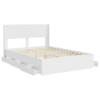 vidaXL Bed Frame with Storage and Headboard White 160 x 200 cm