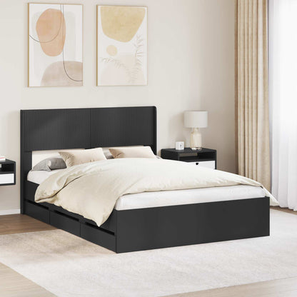 vidaXL Bed Frame with Storage and Headboard Black 160 x 200 cm