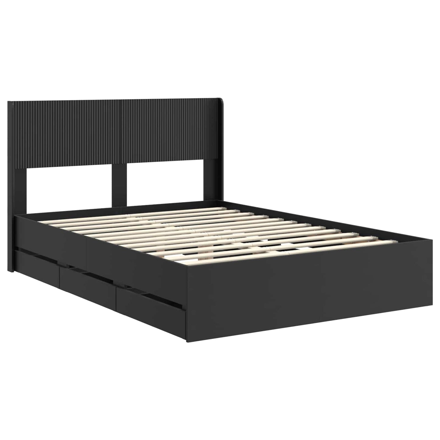vidaXL Bed Frame with Storage and Headboard Black 160 x 200 cm