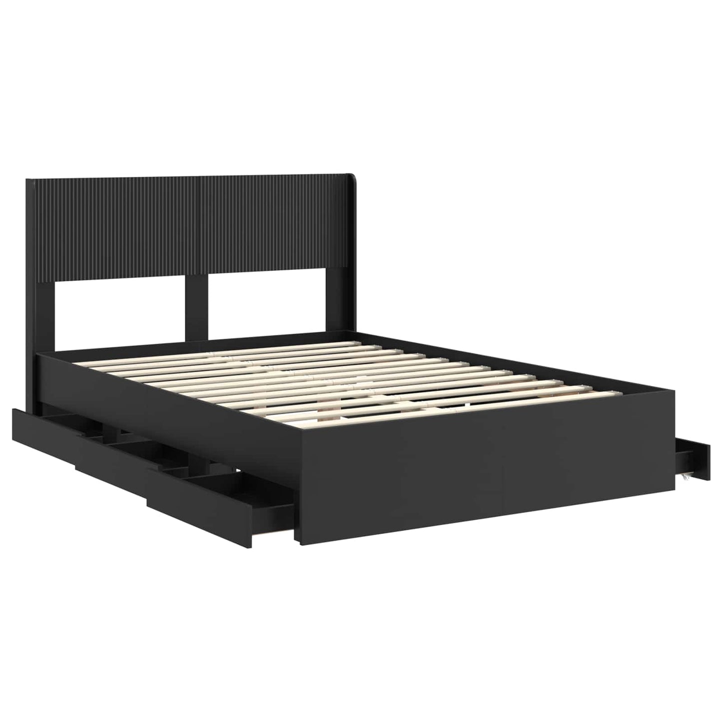 vidaXL Bed Frame with Storage and Headboard Black 160 x 200 cm
