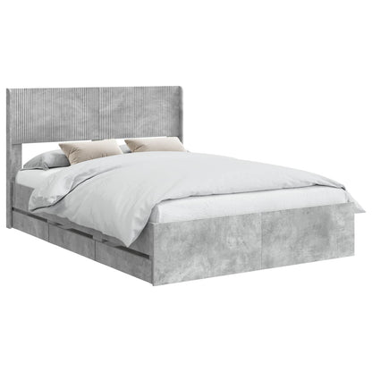 vidaXL Bed Frame with Storage and Headboard Concrete Grey 160 x 200 cm