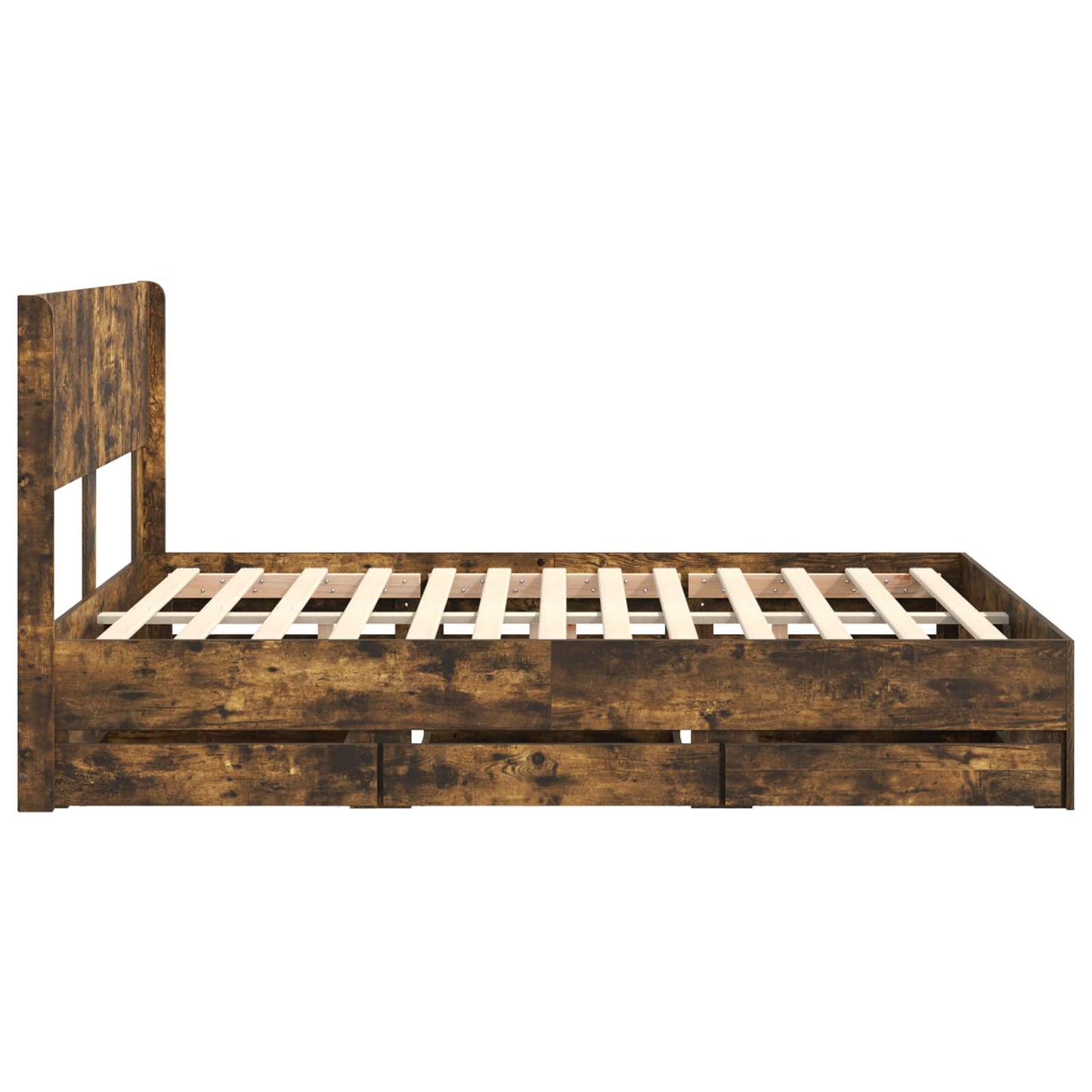 vidaXL Bed Frame with Storage and Headboard Smoked Oak 160 x 200 cm