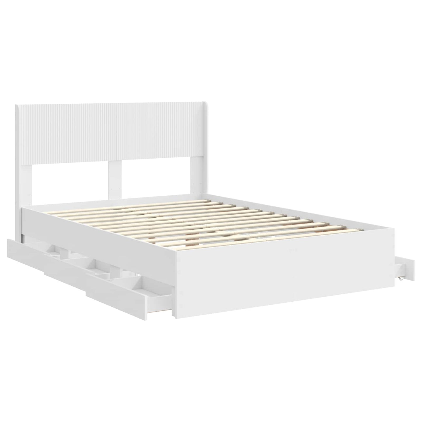 vidaXL Bed Frame with Storage and Headboard White 150 x 200 cm