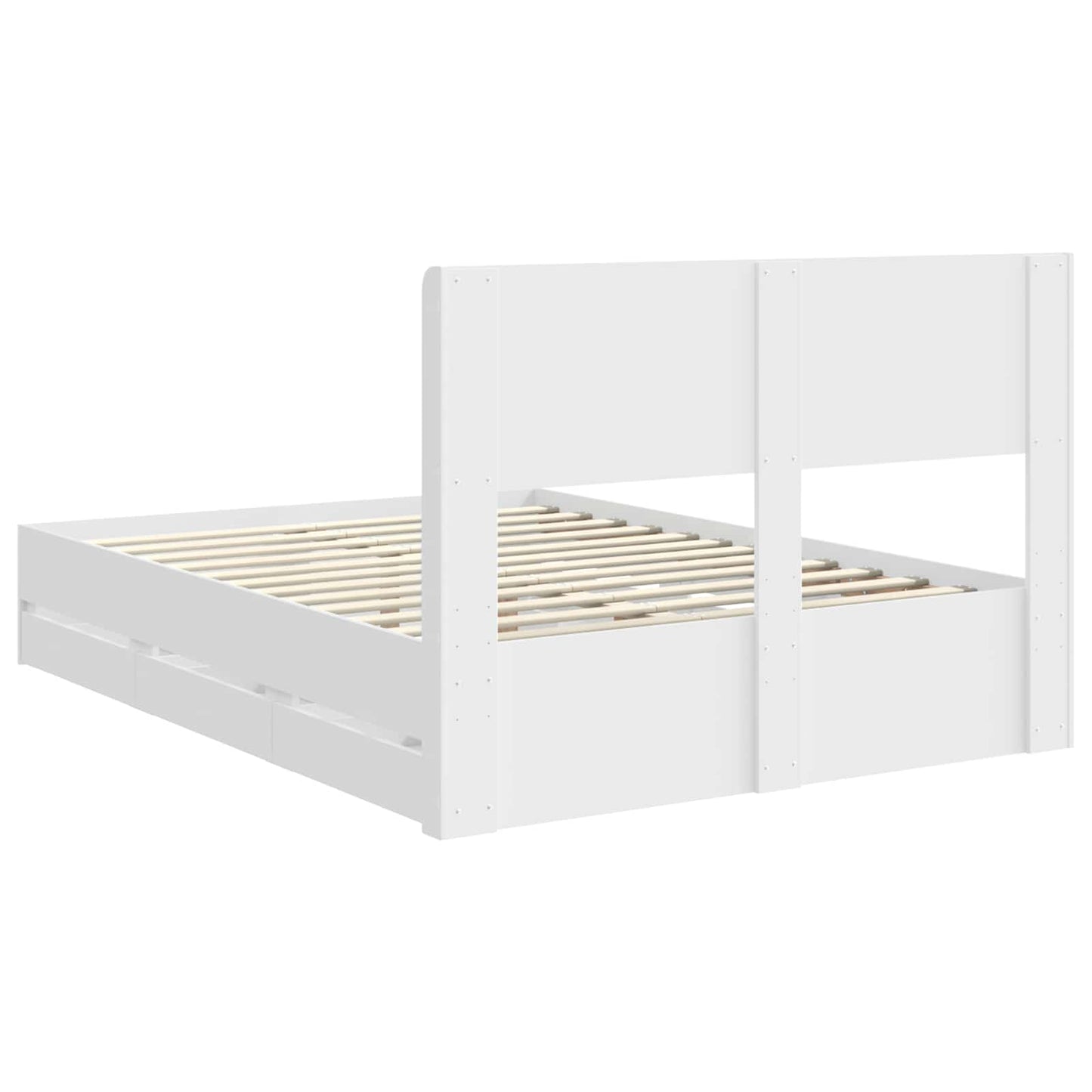 vidaXL Bed Frame with Storage and Headboard White 150 x 200 cm