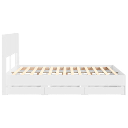 vidaXL Bed Frame with Storage and Headboard White 150 x 200 cm