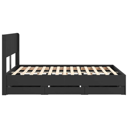 vidaXL Bed Frame with Storage and Headboard Black 150 x 200 cm