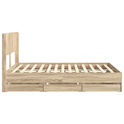 vidaXL Bed Frame with Storage and Headboard Sonoma Oak 150 x 200 cm