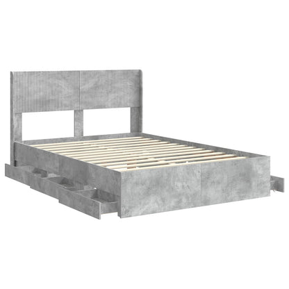 vidaXL Bed Frame with Storage and Headboard Concrete Grey 150 x 200 cm