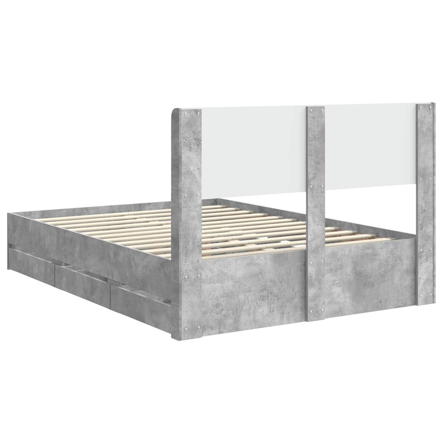 vidaXL Bed Frame with Storage and Headboard Concrete Grey 150 x 200 cm