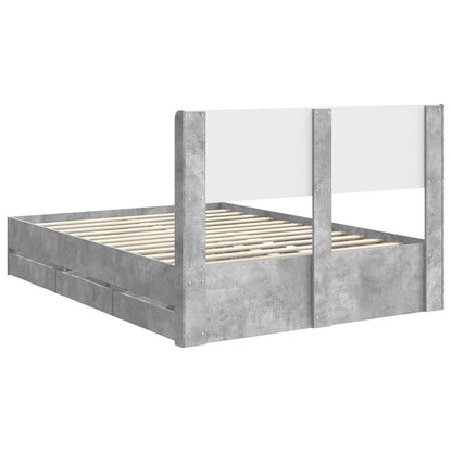 vidaXL Bed Frame with Storage and Headboard Concrete Grey 150 x 200 cm
