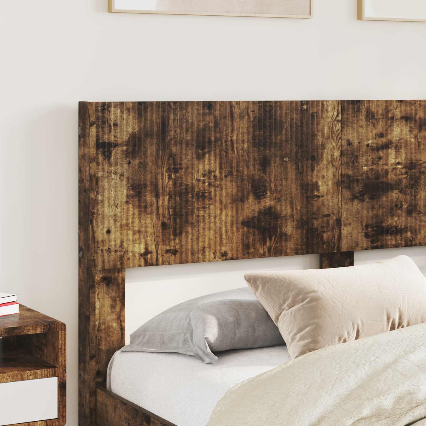 vidaXL Bed Frame with Storage and Headboard Smoked Oak 150 x 200 cm